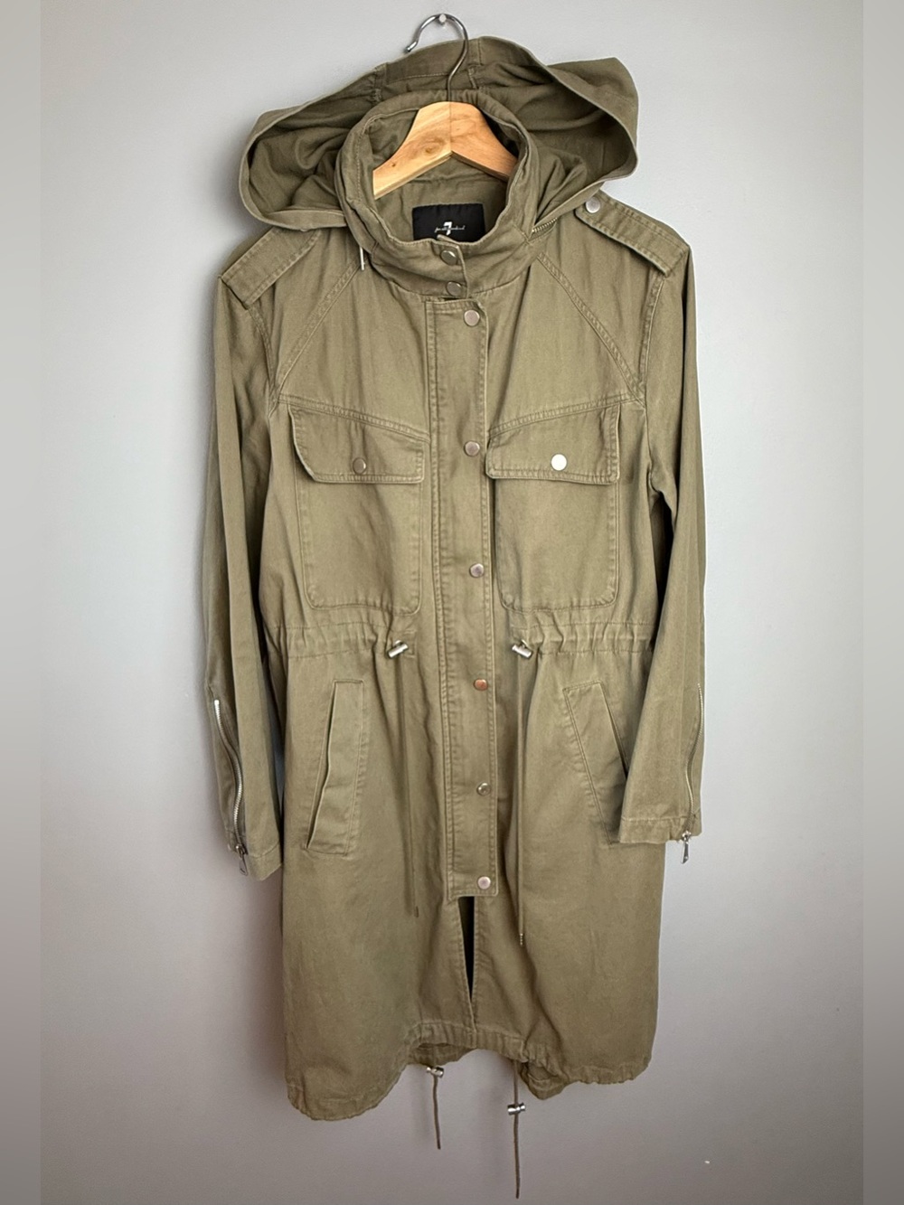 7 For All Mankind Olive Utility Hooded Anorak
